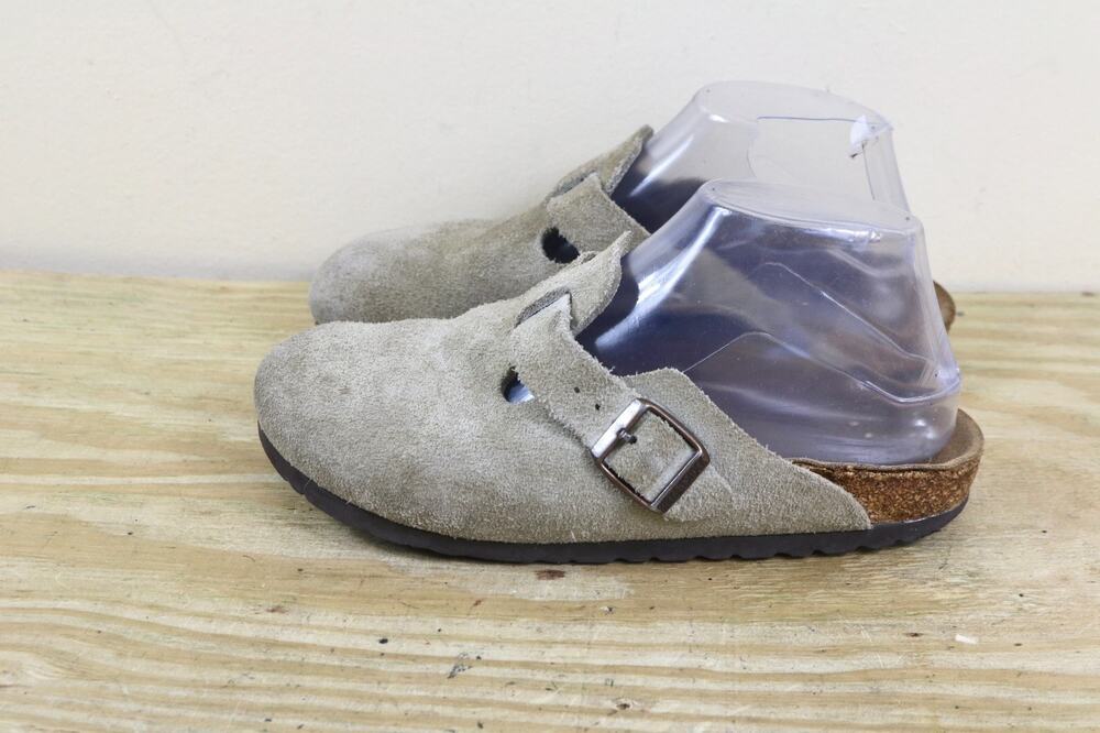 Birkenstock Boston 37 Womens Suede Taupe Clogs Mules Slides Sandals Shoes